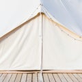 Close-up of glamping bell tent