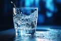 Close-up of a glass with clear water being poured. Fresh and healthy hydration captured in motion Royalty Free Stock Photo