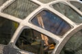 Close up of a Glass-enclosed cockpit of an old plane