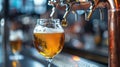 A close up of a glass filled with beer being poured, AI Royalty Free Stock Photo