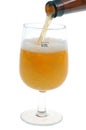 Fill a glass of fresh lager beer close-up on a white background Royalty Free Stock Photo