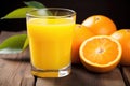 close-up of a glass of freshly squeezed orange juice