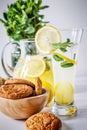 Close up of glass of homemade lemonade