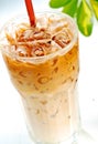 Glass of ice coffee Tasty cold refreshing drink