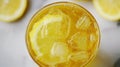 Close-up of a glass of lemonade with ice and lemon slices Royalty Free Stock Photo