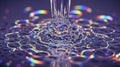 A close-up of a liquid glass displays intricate prismatic light refraction. AI generated Royalty Free Stock Photo