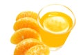 Glass of orange fresh juice and Mandarin orange isolate on white background Royalty Free Stock Photo