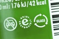 Close-up of glass recycling symbol Royalty Free Stock Photo