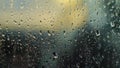 close-up, on the glass there are large drops of rain, water, drops of water on a glass structure, surface. colorful Royalty Free Stock Photo