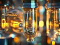Close-up of glass tubes in a modern technology setup Royalty Free Stock Photo