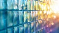 A close up of a glass wall with many different colors, AI