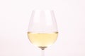 Close-up a glass of white wine on white background isolated