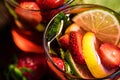 Homemade lemonade with strawberries and mint Royalty Free Stock Photo