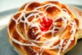 Close-Up of Glazed Mexican Sweet Bread with Strawberry Jam