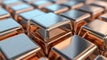 Close up of Gleaming Bronze Cubes in Grid Formation