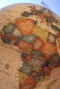 Close up on a globe or map of the world. Royalty Free Stock Photo