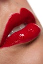 Close-up of gloosy red woman lips Royalty Free Stock Photo