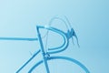 Close up of glossy bicycle handlebar isolated on light background. 3D rendering