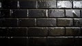 Glossy Black Brick Wall Texture in a Dark Pattern and Wet Look Royalty Free Stock Photo