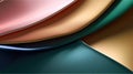 The close up of a glossy metal surface in green, blush pink, buttercup yellow, and navy blue color with a soft focus