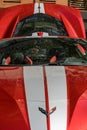 Close-up of a glossy red Chevrolet Corvette car in Manchester, the United States Royalty Free Stock Photo