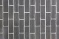 Close-up of glossy smooth grey brick wall. Background for interior and exterior design with vertical pattern. Royalty Free Stock Photo