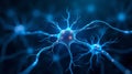 Close up of glowing artificial neural network with illuminated synapses, symbolizing AI, brain activity, digital data processing Royalty Free Stock Photo