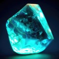 Close-up of glowing blue aquamarine stone mineral crystal AI generated