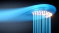 Abstract Blue Light Streaks Flowing From Fiber Optic Cables Royalty Free Stock Photo