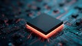 Close-up of a Glowing Computer Processor Royalty Free Stock Photo