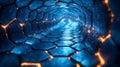 Close-up of a Glowing Hexagonal Tunnel