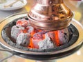 Close up of glowing hot charcoal, Use for steak grilling Royalty Free Stock Photo