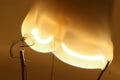Close up of glowing light bulb thread Royalty Free Stock Photo