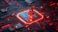 Data Protection Concept Padlock On Computer Microchip For Security With Light Technology Royalty Free Stock Photo