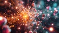 Close-up of glowing particles in a vibrant molecular structure