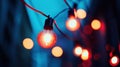 String of Glowing Outdoor Lights Creating a Warm Atmosphere During Evening Royalty Free Stock Photo