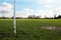 Close Up Of A Goal Post On A Field In The Sun