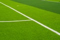 Close-up of the goal and touchline of a brand new football stadium Royalty Free Stock Photo