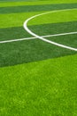 Close-up of the goal and touchline of a brand new football stadium Royalty Free Stock Photo