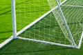 Close-up of the goal and touchline of a brand new football stadium Royalty Free Stock Photo