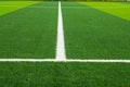 Close-up of the goal and touchline of a brand new football stadium Royalty Free Stock Photo