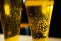 Close-up of goblets with pouring beer Royalty Free Stock Photo