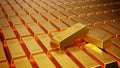 Close-up gold bars, weight of gold Bars 1000 grams business and finance, 3d rendering