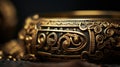 A close up of a gold bracelet, AI