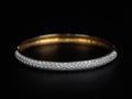 Close-up Gold Diamond Bracelet Isolated on Black Background Royalty Free Stock Photo