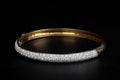 Close up Gold Diamond Bracelet Isolated on Black Background Royalty Free Stock Photo