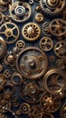 Close-Up of Gold Gears Royalty Free Stock Photo