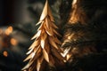 a close up of a gold paper christmas tree Royalty Free Stock Photo
