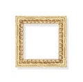 Gold picture frame with leaf shape patterns isolated on white background , clipping path Royalty Free Stock Photo