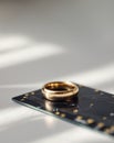 a close up of a gold ring on a circuit board Royalty Free Stock Photo